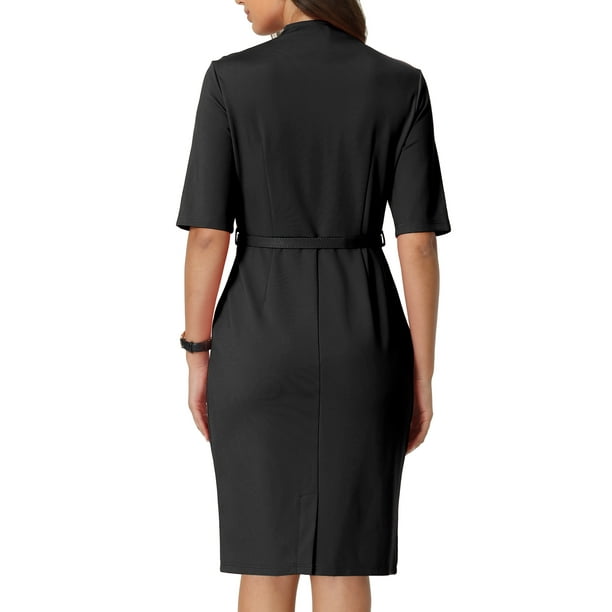 Inspire Chic Women's Sheath Dresses with Belt Vintage Sweetheart Neck Pencil Dress S Black Inspire Chic Women's Sheath Dresses with Belt Vintage Sweetheart Neck Pencil Dress S Black