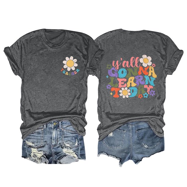 TSADFHJI Hauts Femmes Tendance Automne T-Shirts Mignons pour Femmes T-Shirt Graphique Vêtements Cottagecore Coton Été Manches Courtes Haut TG Bleu