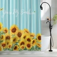 thumbnail image 2 of Summer Flowers Shower Curtain, 72" x 72", Watercolor Sunflower Letter Print Blue Stripes Waterproof Bathroom Curtain Washable Shower Curtain Set with 12 Hooks, 2 of 8