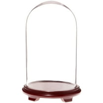Plymor 11.75" x 20" Glass Display Dome Cloche (Red Wood Veneer Footed Base)