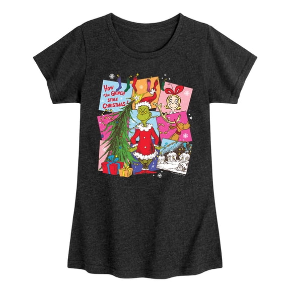 The Grinch - Vintage Squares - Youth Girls Fitted Short Sleeve T-Shirt