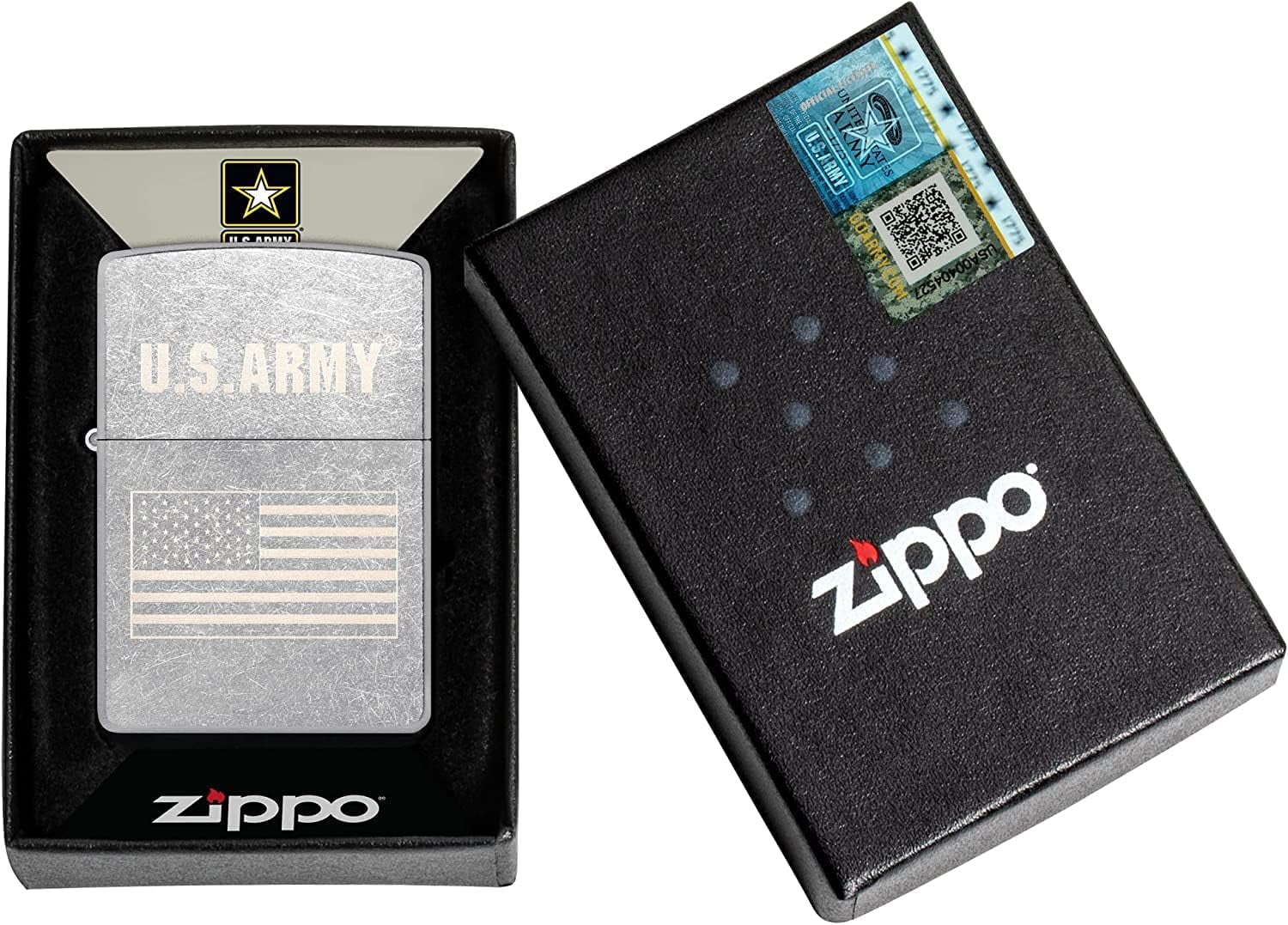 Zippo Lighter -Personalized Custom Message Engraved on Backside for U.S. Army USA Military Windproof Lighter (US Flag Laser #48557)