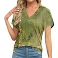 thumbnail image 1 of T-shirts Décontractés à Imprimé Floral pour Femmes, Col Rond, Manches Courtes, Mode 2024 Printemps Été, Coupe Ample, Vert Pâle 2TG, 1 of 6