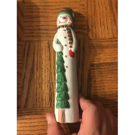 - Hand Painted Porcelain Snowman And Tree Figurine