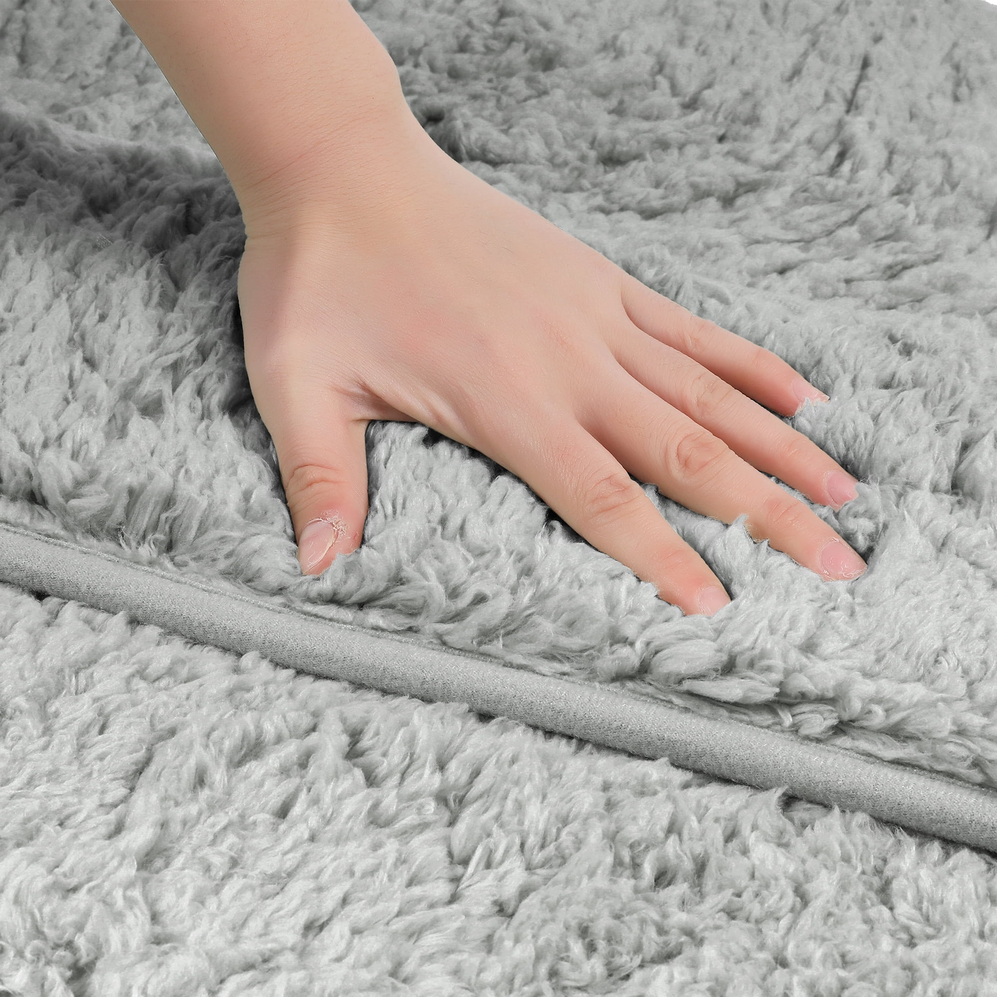 Unique Bargains Plush Shaggy Rugs Mat Absorbent Bath Rugs Grey 20" x 32"