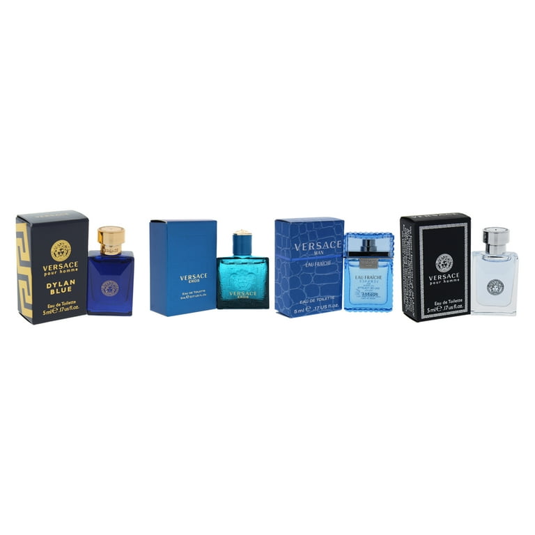 Versace 4 Pc Kit, Dylan Blue 0.17oz, Eros 0.17oz, Man Eau Fraiche