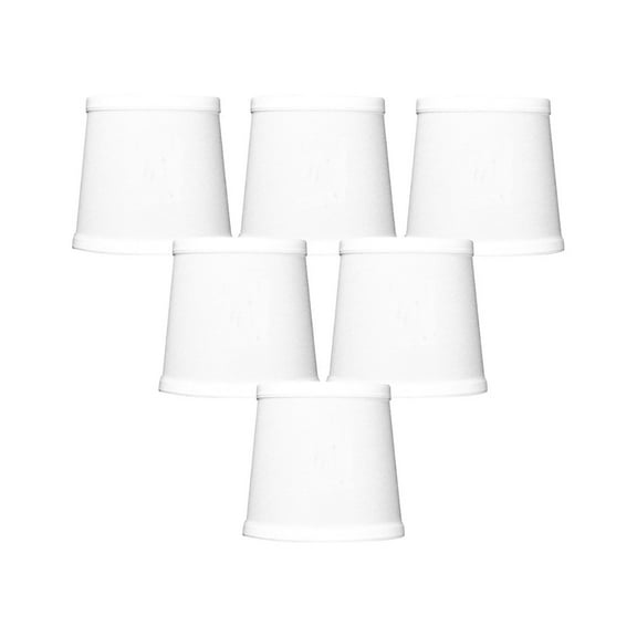 Set of 6 White Linen Drum Chandelier Clip-On Lampshade 4x5x5
