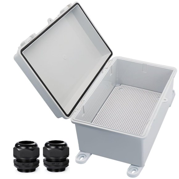 YETLEBOX Caja eléctrica impermeable para exteriores, caja de conexiones resistente a la intemperie IP67, caja de plástico ABS, caja de proyecto para enrutador con placa de montaje con soporte de pared