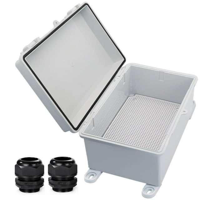 YETLEBOX Caja eléctrica impermeable para exteriores, caja de conexiones resistente a la intemperie IP67, caja de plástico ABS, caja de proyecto para enrutador con placa de montaje con soporte de pared