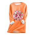 thumbnail image 2 of Jsaierl T-Shirts Cancer du Sein pour Femmes Hiver Doublé Polaire Chandail Grande Taille Col Rond Manches Longues Raglan Blouses Chaudes T-Shirts de Sensibilisation, 2 of 4