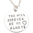 thumbnail image 1 of Carved Necklace Keychain Classic You Will Forever Be My Always Letters Printed Round Metal Tag Pendant Necklace Keychain, 1 of 2