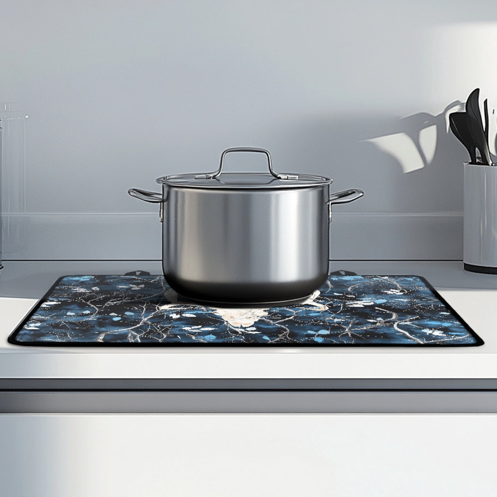 Renewold Electric Stove Cover Glass Stove Top Cover Heat Resistant Anti-slip Stovetop Protector Cover Cooktop Mat Extra Counter Space Extra Large, Deer Skull Camo Hunting Forest