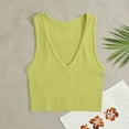 thumbnail image 2 of FAIWAD Women's Deep V Neck Crop Tops Sleeveless Seamless Racerback Ribbed Tank Top Slim Basic Vest, 2 of 3