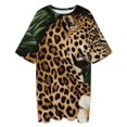 thumbnail image 3 of Leopard Rests Lush Tropical Flowers Sleepshirts For Sleeping Travels Loose Sleepdress Pajama Dress Soft Nightdress Sleepwear, 3 of 7