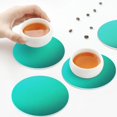 thumbnail image 7 of Honeii Turquoise Light Blue Print Leather Coaster Set of 6, Ideal for Safeguarding Your Furniture from Drinks Spills and Effortless Cleanup,Round Shape, 7 of 7