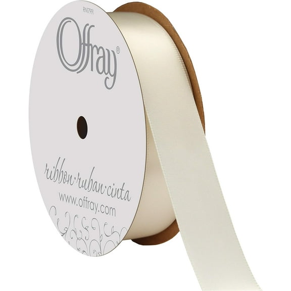 Berwick-Offray Double Faced Satin Ribbon #5 (7/8") 20 Yards, Antique White