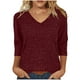 thumbnail image 2 of Sudadera con cremallera,Camiseta de mujer con cuello en V y manga 3/4, blusa informal de color liso, de poliéster, cómoda para uso diario, sopatenor, 2 of 9
