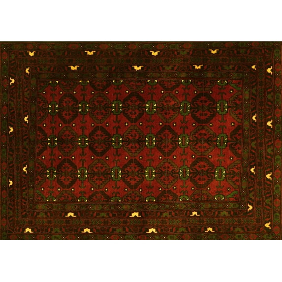 Ahgly Company Indoor Rectangle Persian Yellow Traditional Area Rugs, 7' x 9'