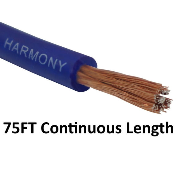 Harmony Audio 8 Gauge 8GA Car Stereo Matte Blue Power Cable Amp Wire - 75 FT