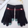 thumbnail image 2 of Guantes térmicos de invierno para mujer, guantes tejidos con dedos completos, cálidos, resistentes al viento, para exteriores, color negro, 2 of 2