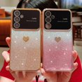 thumbnail image 2 of Compatible with Samsung Galaxy A25 5g Plating Cute Heart Phone Case,Gradient Glitter Bling Clear A25 Case Women Full Camera Lens Protection Soft Cover (Pink, Samsung Galaxy A25), 2 of 9
