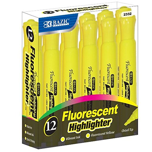 1 Pack (12 Highlighters) Yellow Desk Style Fluorescent Highlighters