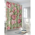 thumbnail image 3 of Shower Curtain Pink Rose Floral Bathroom Curtains with Hooks, Waterproof Fabric Sage Green Leaves Flowers Bath Shower Curtains Set for Bathroom Bathtubs Decor 36x72 Inch, 3 of 8