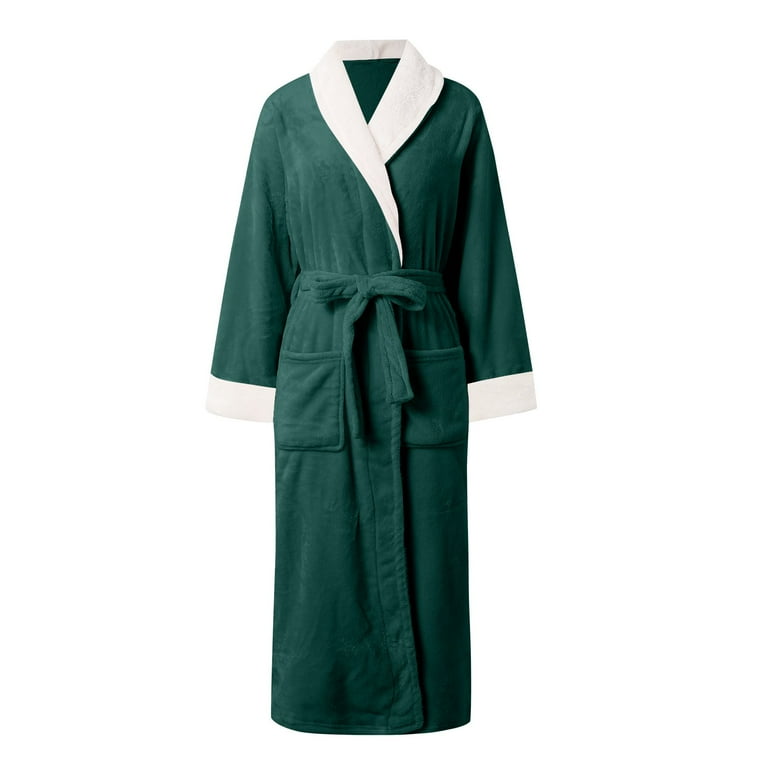 knee length dresses for ladies Slenderella Luxury Waffle Fleece Full Button Front Dressing Gown 52"   Sandras-Online