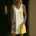 thumbnail image 5 of Guieoi Womens Dresses Plus Size Summer Sleeveless V-Neck Casual Dress with Pockets, Loose-Fit Casual Yellow S, 5 of 7