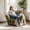 Green, variant on iooHug Modern Upholstered Accent Chair with Lumbar Pillow, Chenille Fabric White Armchair, 23" Deep Seat Living Room Chair, Comfortable Lounge Chair for Bedroom, Apartment, Home Office