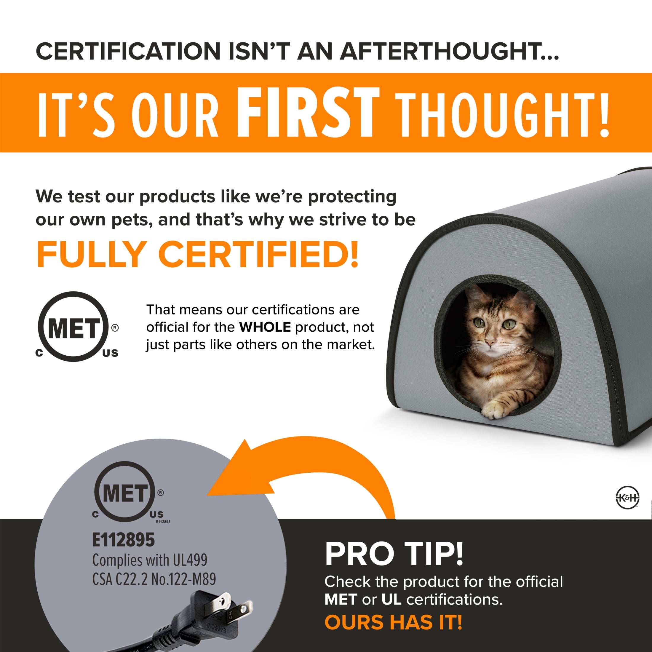 K&H Pet Products Thermo Mod Heated Cat House for Outdoors  Gray 21 X 14 X 13 Inches