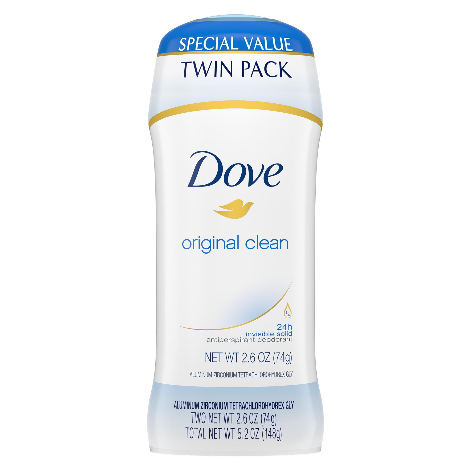 Dove Clean All Day Sweat & Odor Protection Antiperspirant Deodorant 2.6 oz Twin Pack - Walmart.com