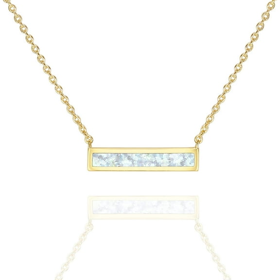 14K Gold Plated Created White Opal Necklace | Opal Necklaces for Women
