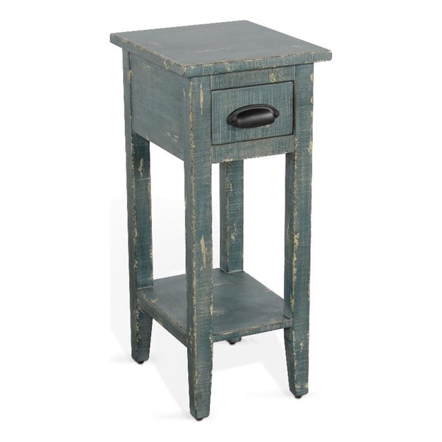 Pemberly Row Table d'Appoint en Bois d'Acajou Style Ferme, Vert Herbe de Mer