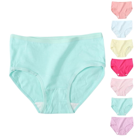 Purcolt Girls Cotton Panties Soft Breathable Stretchy Solid Color High Waist Brief Underwear for 1-8 Years
