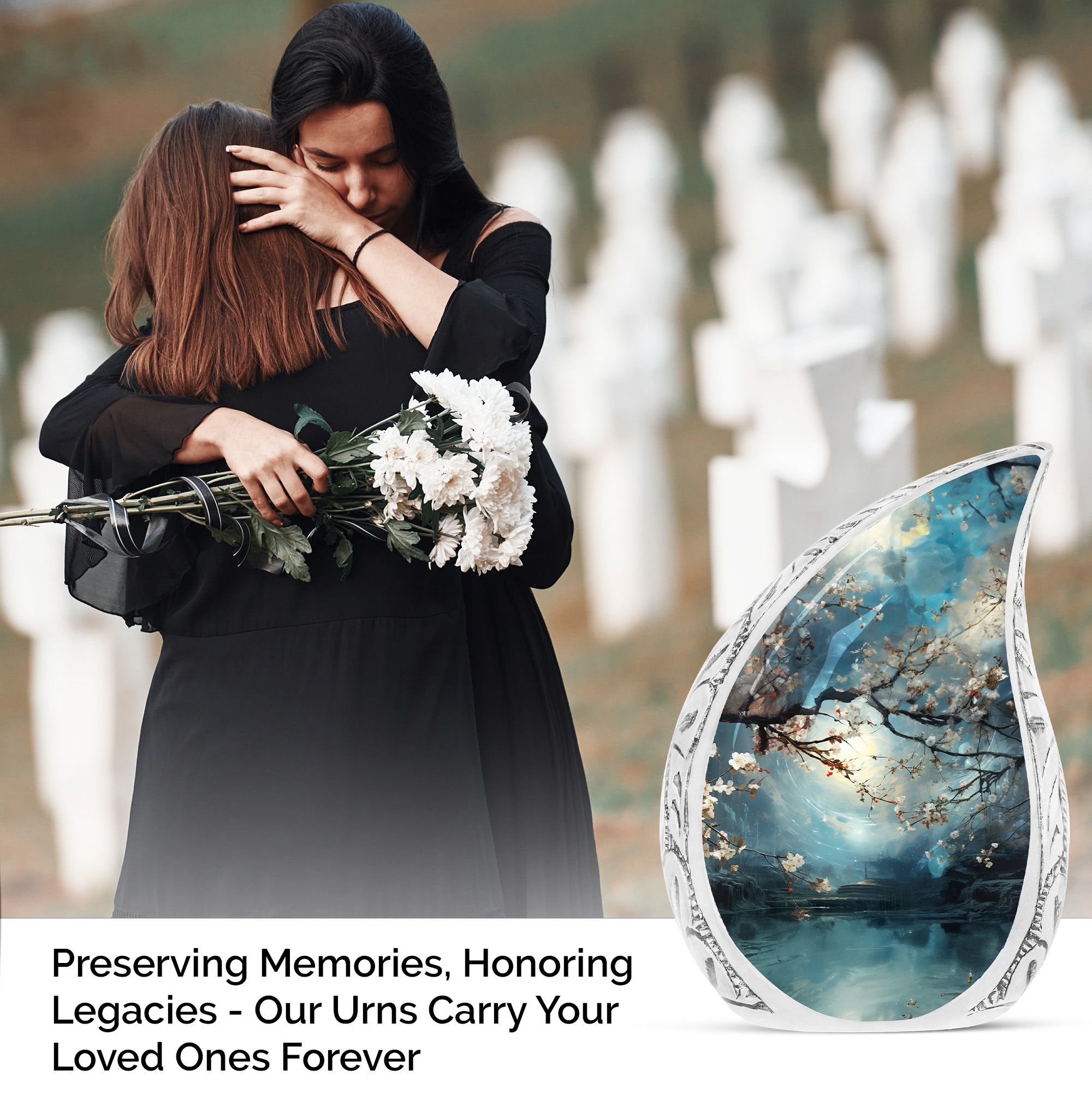 Funeral Large Blue Forest Urns For Human Ashes Adult Mom And Dad - Memorial Handcrafted Urn For Human Ashes Adult Men And Women - Burial Gift For Decorative - 10Inch And 200Lbs Include Velvet Bag
