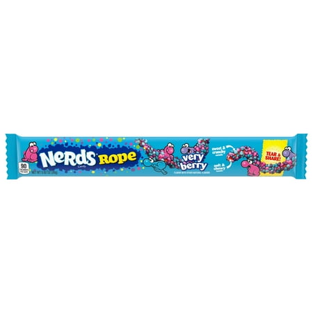 Nerds Rope Very Berry, Crunchy and Gummy Candy, .92 oz, Individually Wrapped