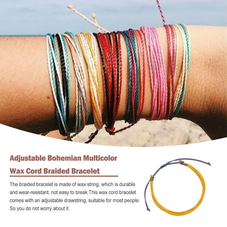 Wax Cord Braided Bracelet Adjustable Multicolor Aesthetic for Teen Jewelry  Waxed Bohemian Bracelets Hand Rope Universal Beach Women Ginger