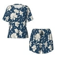 thumbnail image 3 of Yiaed Lilies Flowers Print Short Sleeve Pajama Sets for Women Casual Crew Neck 2 Piece Lounge Sets Women's Short-Sleeved Pajama-Small, 3 of 8