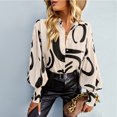thumbnail image 3 of Camisa De Manga Larga Para Mujer, Camisas Con Botones Y Cuello, Mangas Acampanadas Sueltas, Estampado Transpirable Para Ir De Compras ANGGREK Albaricoque M, 3 of 6