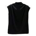 thumbnail image 1 of 2025 Femmes Col Roulé Sans Manches Coton Hauts pour Femmes Uni Décontracté Ample Tunique Sans Bretelles Haut T-Shirt, 1 of 7