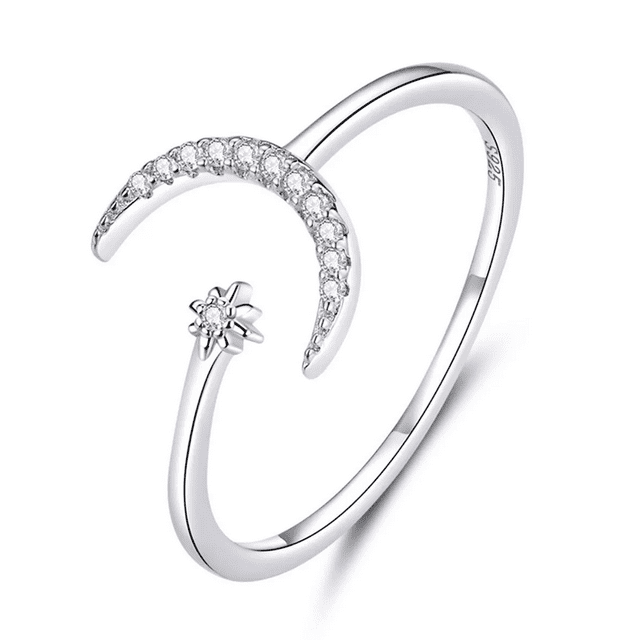 Anillo De Luna Y Estrella Plata 925 Malubero