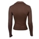 thumbnail image 4 of Camiseta elegante de manga larga con escote en V profundo para mujer: top ajustado con fruncidos laterales para combinar en otoño/invierno, estilo informal de negocios (S-L), 4 of 5