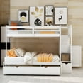 thumbnail image 2 of Twin over Full/Twin Bunk Bed, Convertible Bottom Bed, Storage Shelves and Drawers, White, 2 of 6