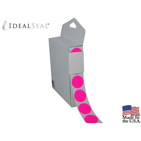 Bright Dots - Color Coding Labels Super Bright Neon Pink Round Circle Dots (With Easy Dispenser) For Organizing Inventory 1 Inch 1,000 (Neon Pink)