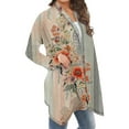 thumbnail image 5 of BEFOKA Women's Lightweight Longer Length Open-Front Long-Sleeve Sweater Floral Print Oversized Cardigans Summer Mesh Long Flowy Kimonoes Cardigans Beach Cover Up Tops Long Flowy Going Out top S_5X, 5 of 6