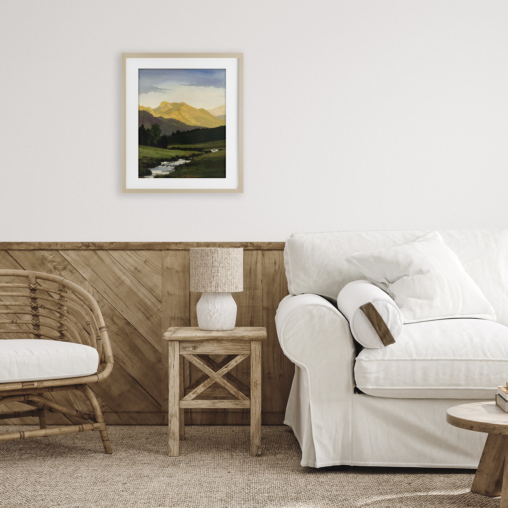 Stupell Industries Mountain Across The Valley Birch Framed Print Under Glass, design by Alonza Saunders