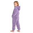 thumbnail image 4 of Cethrio Girls Fleece One-piece Pajamas, Full Zip Hooded Long Sleeve Warm Winter Loungewear Jumpsuit Size 5-6 Years Purple, 4 of 5