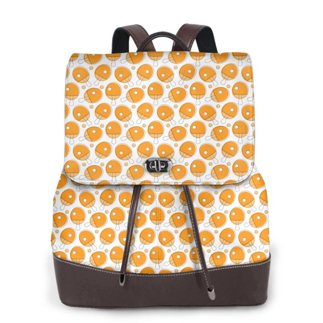 Vsdgher Ping-Pong Table Tennis Racket Pattern PU Leather Backpack,Purse for Women Fashion Multipurpose Design Handbag Ladies Shoulder Bags Travel Backpack