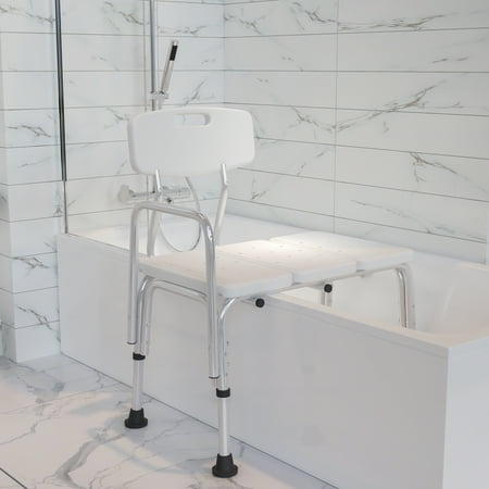 Emma + Oliver 300 Lb. Capacity, Adjustable White Bath & Shower Medical Transfer Bench